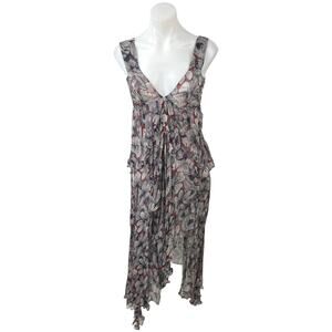 Jorya Women's Multicolor Sleeveless Floral V Neck Back Tie Hi-Low Wrap Dress 6